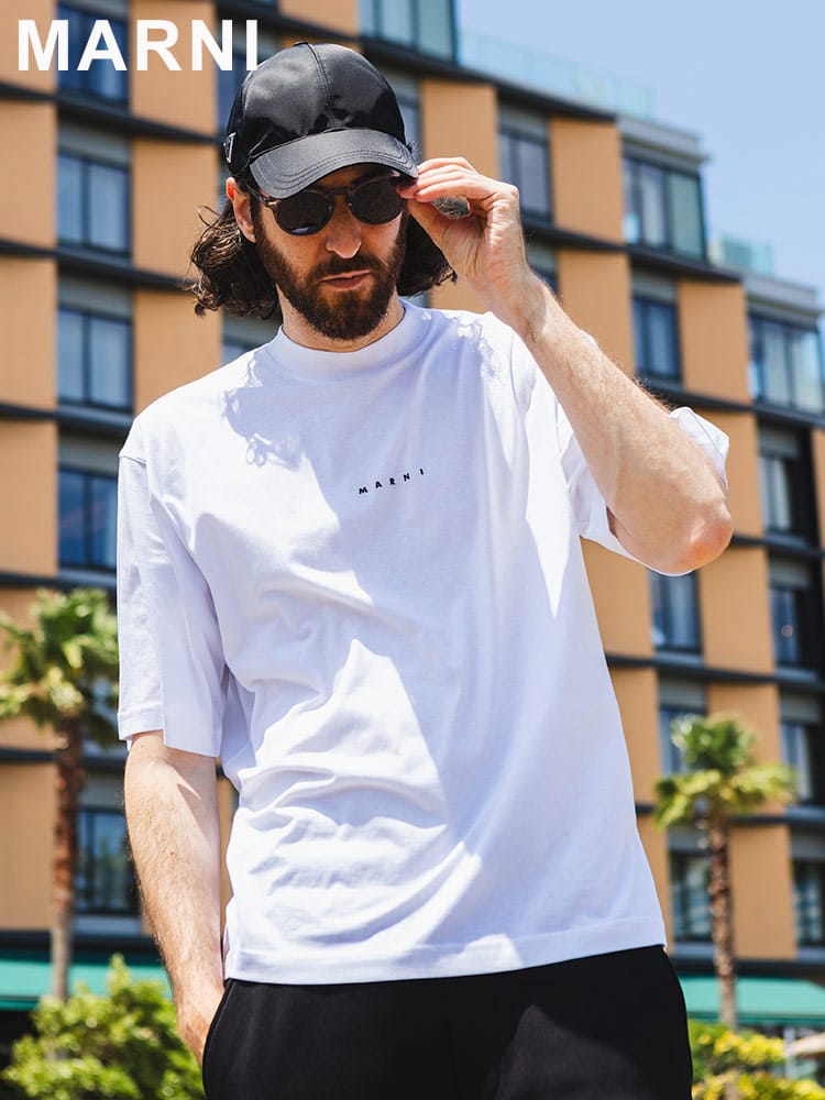 MARNI (マルニ) ミニロゴ モックネック ルーズシルエット 半袖 T 
