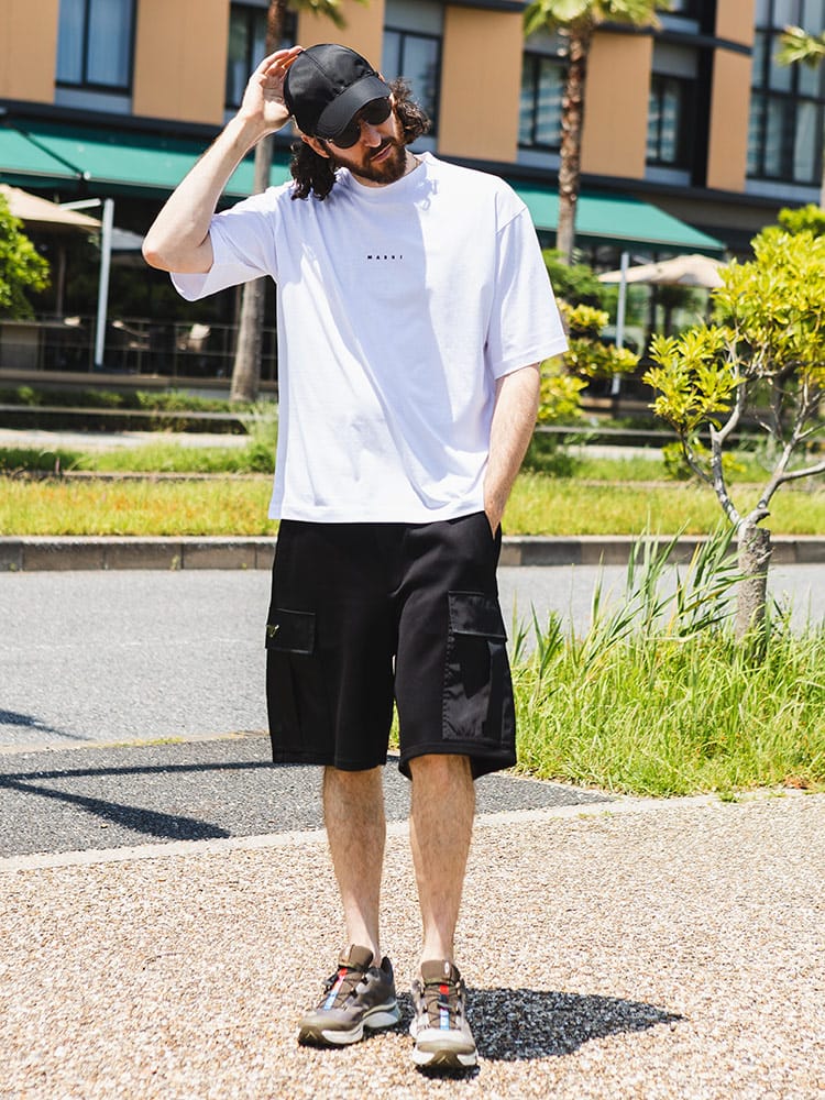 MARNI (マルニ) ミニロゴ モックネック ルーズシルエット 半袖 T 