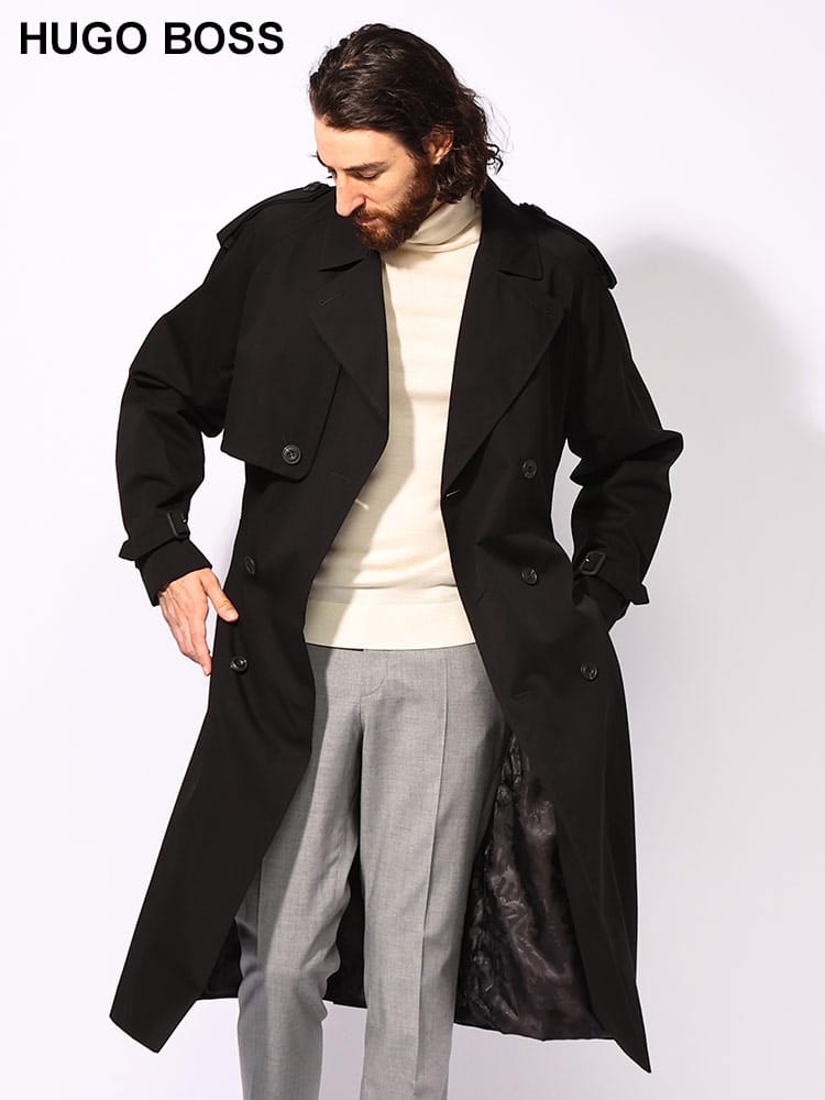 HUGO BOSS (ヒューゴボス) バックル付きベルト ダブルボタン ロング 