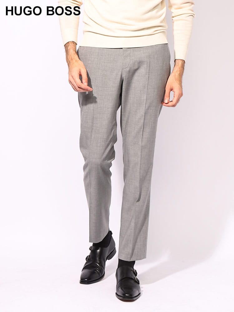 HUGO BOSS (ヒューゴボス) ウール混 スリムフィット ノータック スラックス HBGE10237546 メンズ
