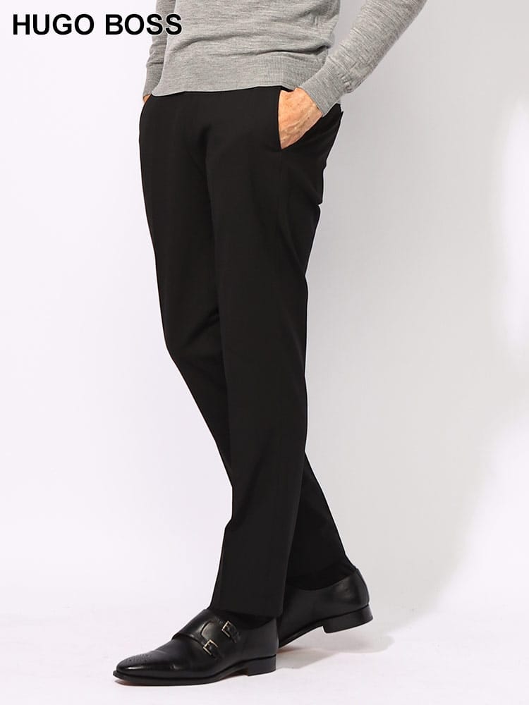 HUGO BOSS (ヒューゴボス) ウール混 スリムフィット ノータック スラックス HBGE10237546 メンズ