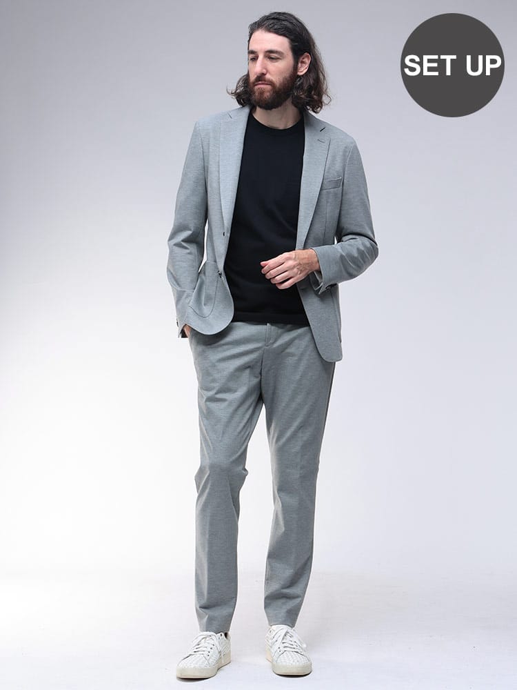 HUGO BOSS (ヒューゴボス) メランジストレッチジャージー スリムフィット 2つボタン ノータック スーツ HBHG10242715 メンズ 