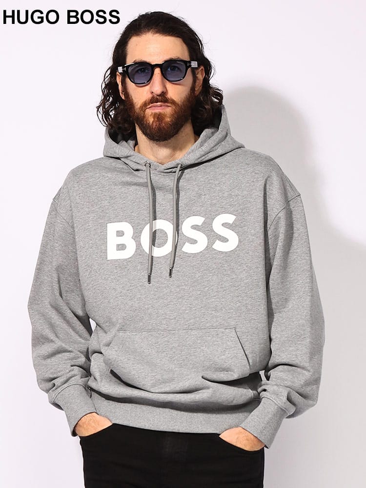 HUGO BOSS (ヒューゴボス) コットン ロゴ オーバーサイズ プルオーバー 