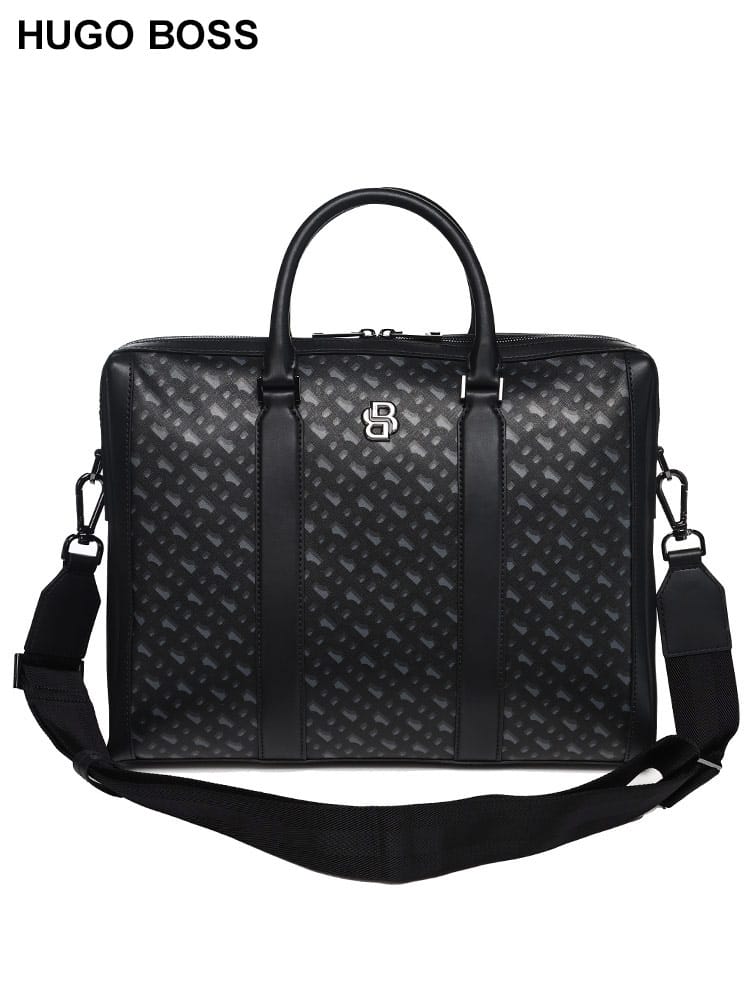 HUGO BOSS (ヒューゴボス) レザー モノグラム ショルダーストラップ付 