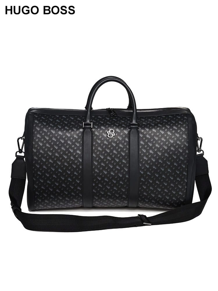 HUGO BOSS (ヒューゴボス) レザー モノグラム ストラップ付 ボストンバッグ HB50523471 メンズ