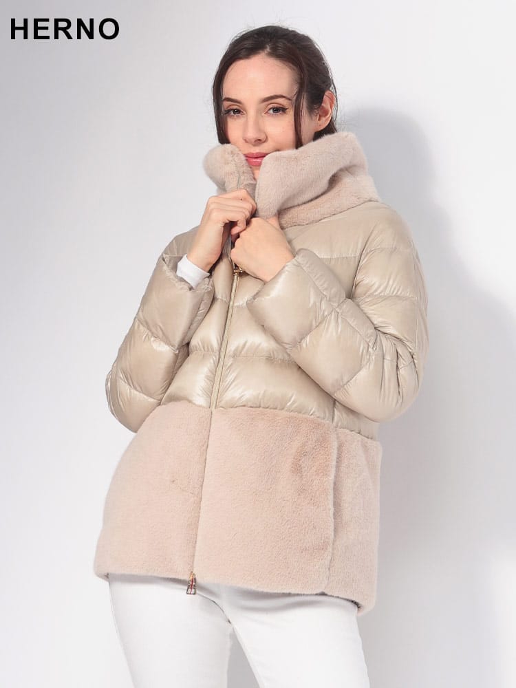 HERNO (ヘルノ) フェイクファー フルジップ ダウンジャケット HRLPI001933D レディース