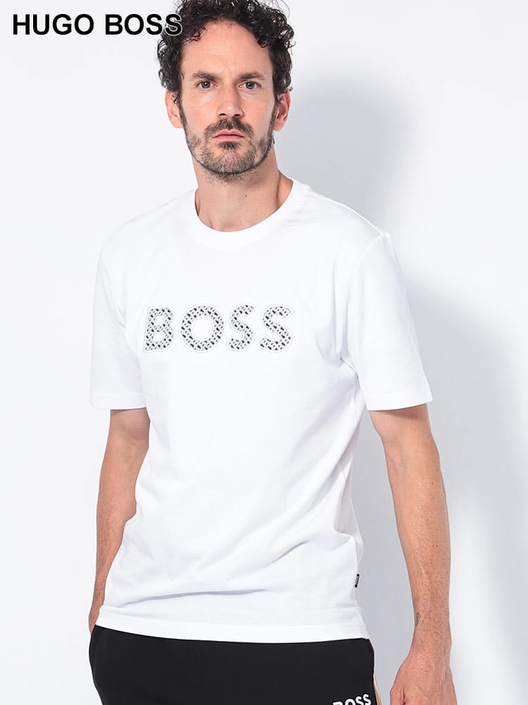 HUGO BOSS (ヒューゴボス) 刺繍×プリント ロゴ クルーネック 半袖 T 