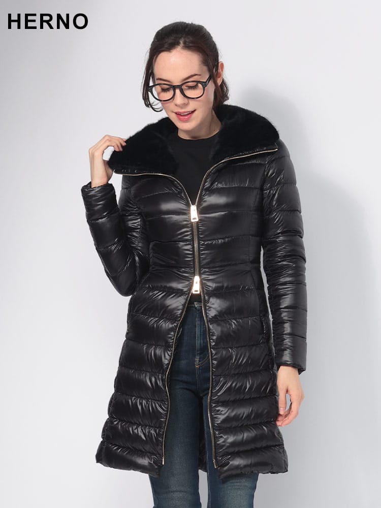 HERNO (ヘルノ) フェイクファー取り外し フルジップ ダウンコート HRLPI0650DIC レディース
