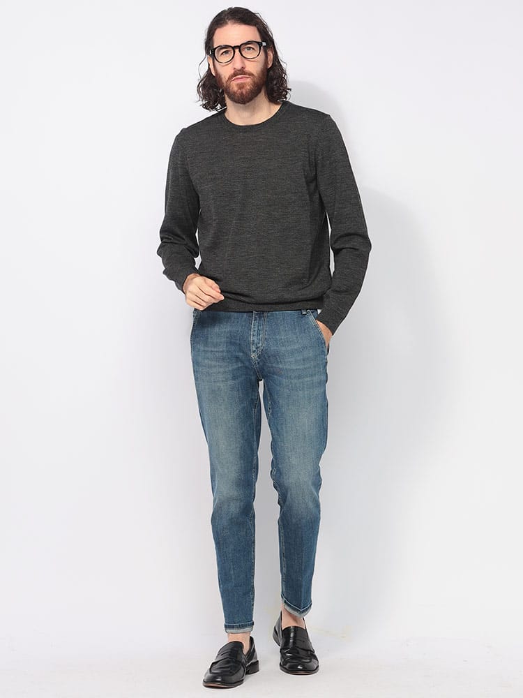 HUGO BOSS (ヒューゴボス) ウール スリムフィット クルーネック ニット 