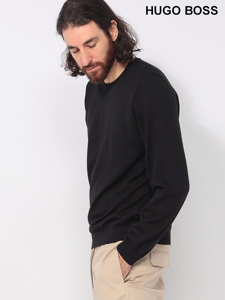 HUGO BOSS (ヒューゴボス) ウール スリムフィット クルーネック ニット 