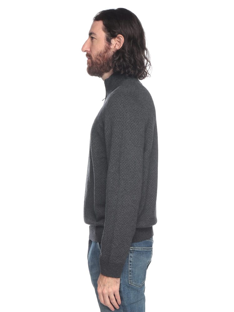 HUGO BOSS (ヒューゴボス) ウール混 モックネック ハーフジップ ニット 