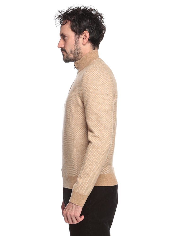 HUGO BOSS (ヒューゴボス) ウール混 モックネック ハーフジップ ニット 