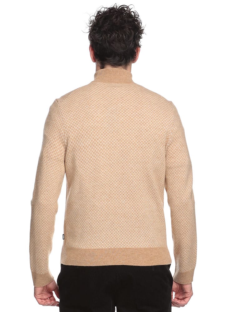 HUGO BOSS (ヒューゴボス) ウール混 モックネック ハーフジップ ニット 