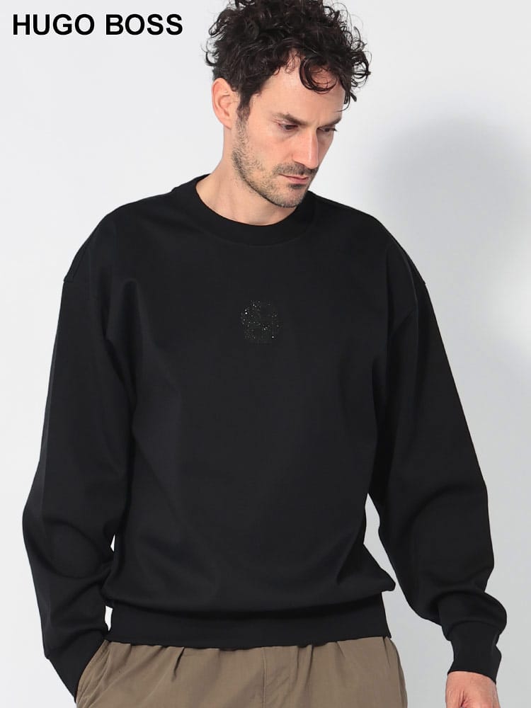 HUGO BOSS (ヒューゴボス) コットン モノグラムデザイン クルーネック 