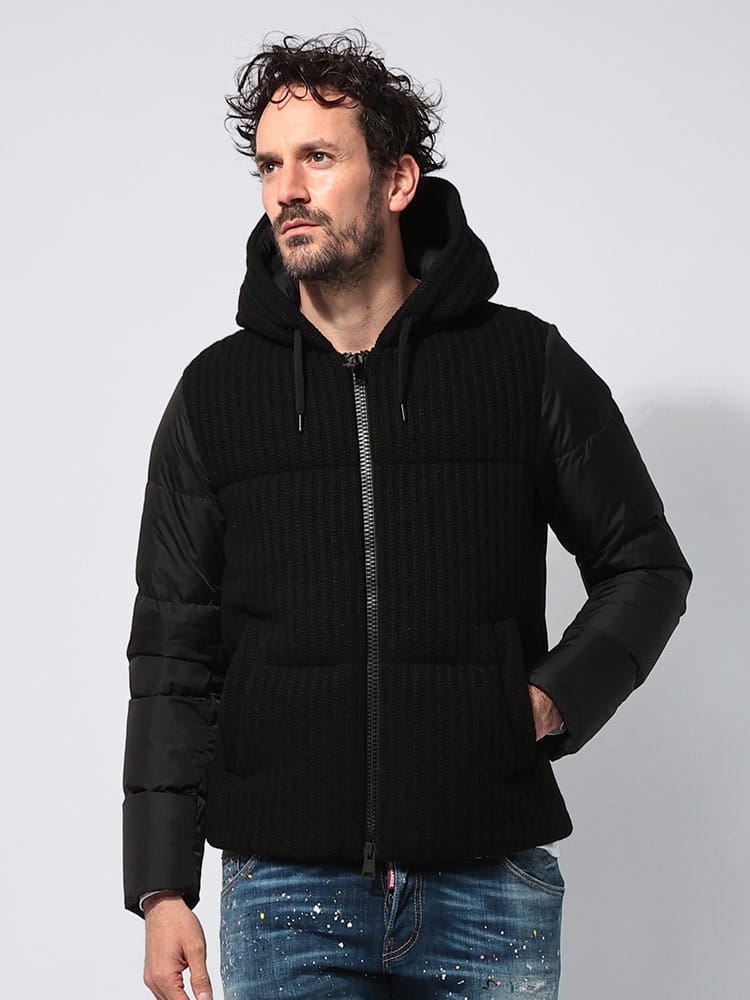 HERNO (ヘルノ) ニット切り替え フード フルジップ ダウンジャケット HRPI1198U33423 メンズ