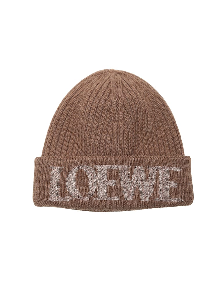 LOEWE (ロエベ) ロゴ ウール リブ ニットキャップ LELF540257X23 レディース