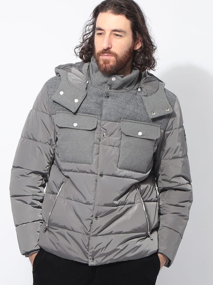 HUGO BOSS (ヒューゴボス) フード着脱 異素材切替 フラップ付き胸 
