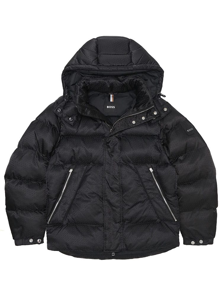 HUGO BOSS (ヒューゴボス) フード着脱 撥水 モノグラム柄 ダブルポケット パファージャケット  HB50525364 メンズ