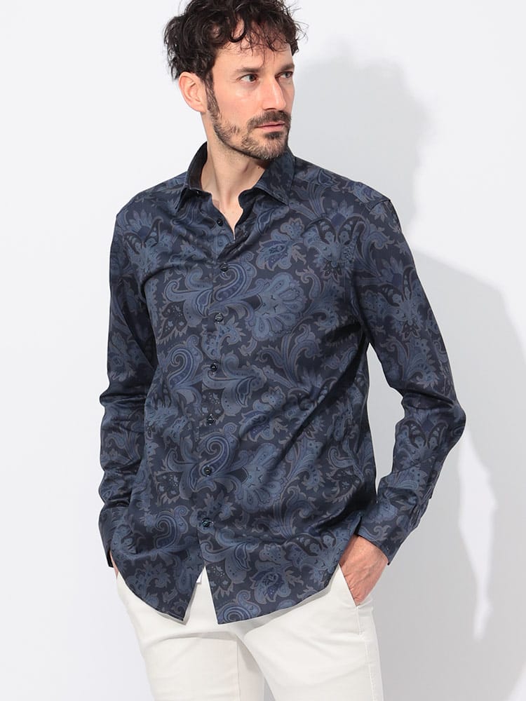 ETRO (エトロ) 綿100％ ペイズリー柄 長袖 シャツ ETMRIB0001SA5F2 メンズ
