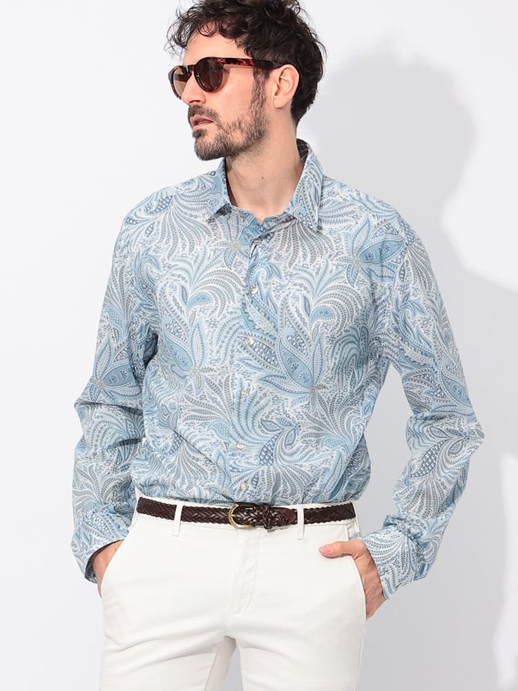 ETRO (エトロ) 綿100％ ペイズリー柄 長袖 シャツ ETMRIB0001SA5F1 メンズ