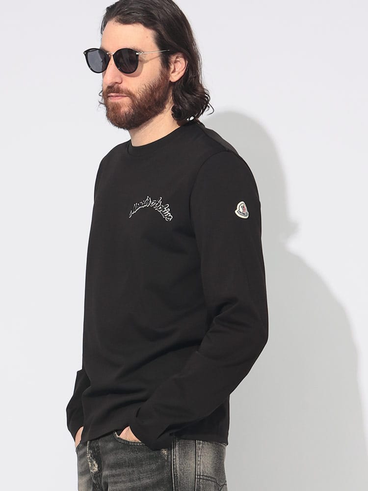 MONCLER (モンクレール) カレッジロゴ クルーネック 長袖 Tシャツ MC8D0000889AVF メンズ