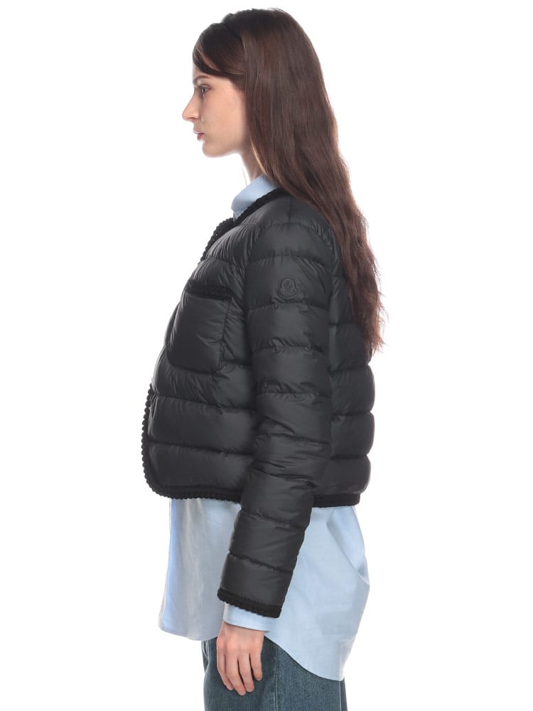 MONCLER (モンクレール) 編み込みトリミング ノーカラー ライトダウン 