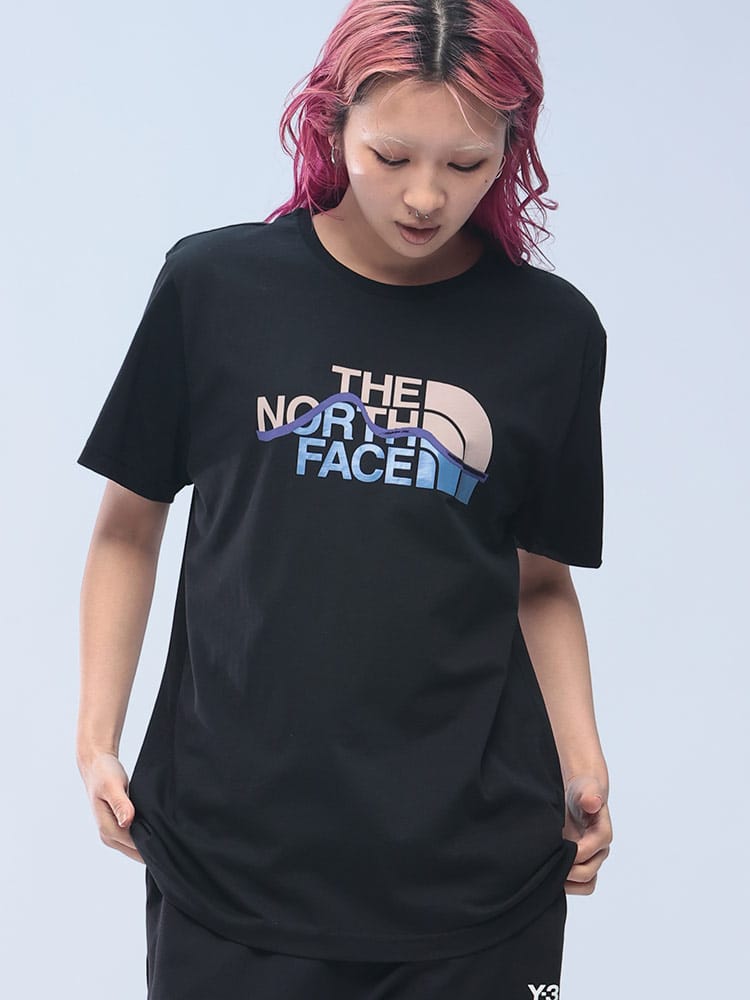 THE NORTH FACE (ザ ノースフェイス) マウンテンラインロゴ クルーネック 半袖 Tシャツ NF0A87NT