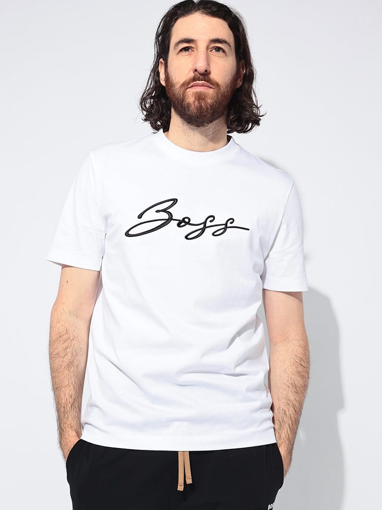 HUGO BOSS (ヒューゴボス) スクリプトロゴ刺繍 クルーネック 半袖 T 