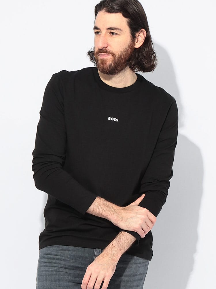 HUGO BOSS (ヒューゴボス) フロント ワンポイントロゴ クルーネック 長袖 Tシャツ HBO50473286 メンズ
