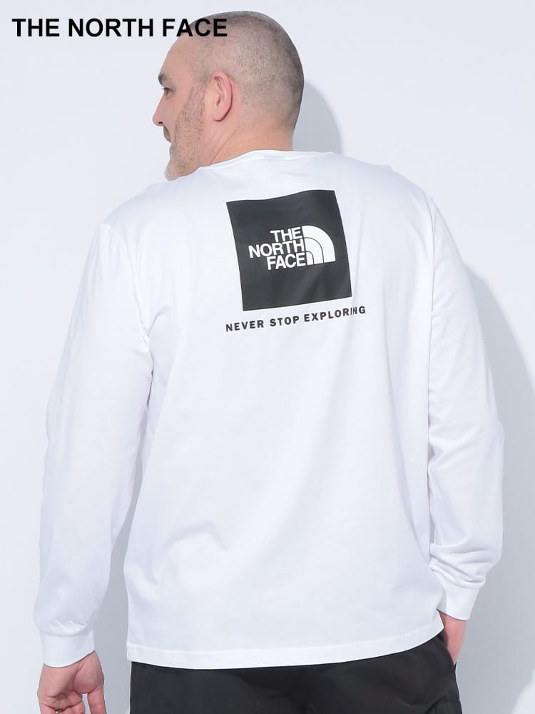 THE NORTH FACE (ザ ノースフェイス) バックスクエアロゴ クルーネック 長袖 Tシャツ 大きいサイズ メンズ
