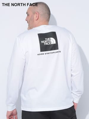 長袖 Tシャツ バックスクエアロゴ プリント ロンT バックプリント ボックスロゴ クルーネック 大きいサイズ メンズ