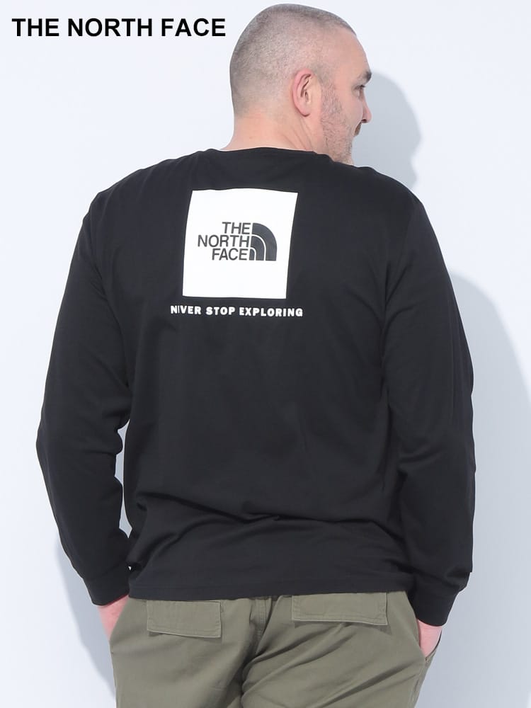 THE NORTH FACE (ザ ノースフェイス) バックスクエアロゴ クルーネック 長袖 Tシャツ 大きいサイズ メンズ