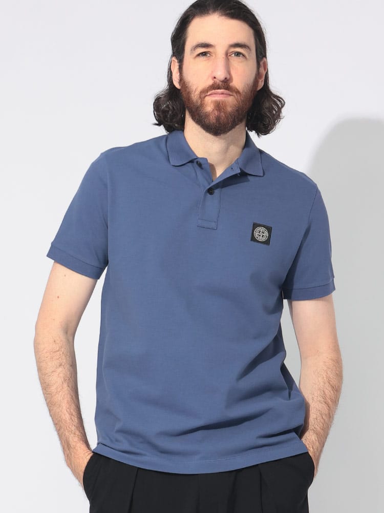 STONE ISLAND (ストーンアイランド) 胸ロゴ ライン 半袖 ポロシャツ SI101522S18 22fd I S M L 1XL 2XL  3XL トップス ポロシャツ【サカゼン公式通販】 [ストーンアイランド] Tシャツ Compassパッチ ポロシャツ ブルー メンズ K1S15 220002R S0039 V004