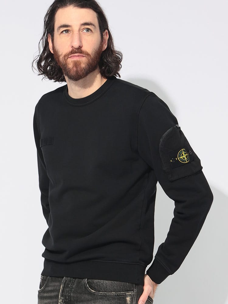 STONE ISLAND (ストーンアイランド) ジップポケット クルーネック 