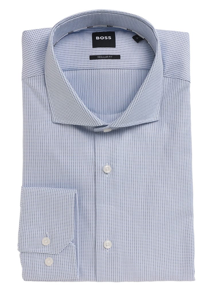 HUGO BOSS (ヒューゴボス) 綿100％ ホリゾンタルカラー 長袖 ドレスシャツ メンズ