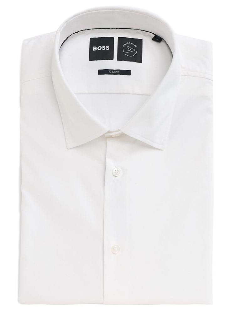 HUGO BOSS (ヒューゴボス) ストレッチ 無地 長袖 ドレスシャツ SLIMFIT メンズ