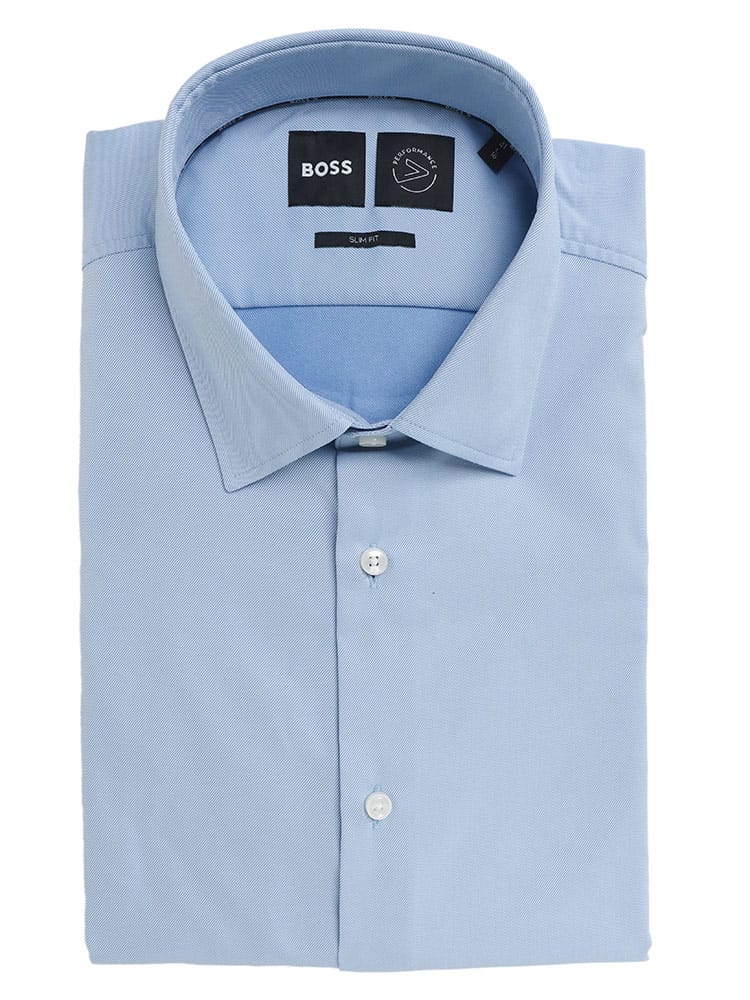 HUGO BOSS (ヒューゴボス) ストレッチ 無地 長袖 ドレスシャツ SLIMFIT メンズ