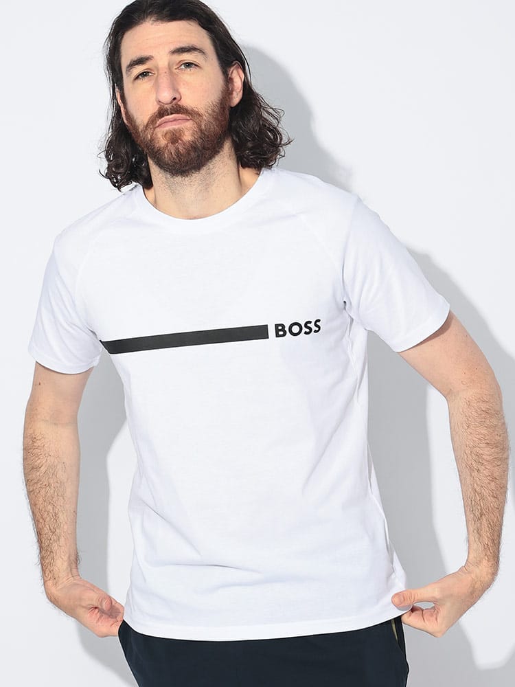 HUGO BOSS (ヒューゴボス) ライン ロゴ クルーネック 半袖 Tシャツ 