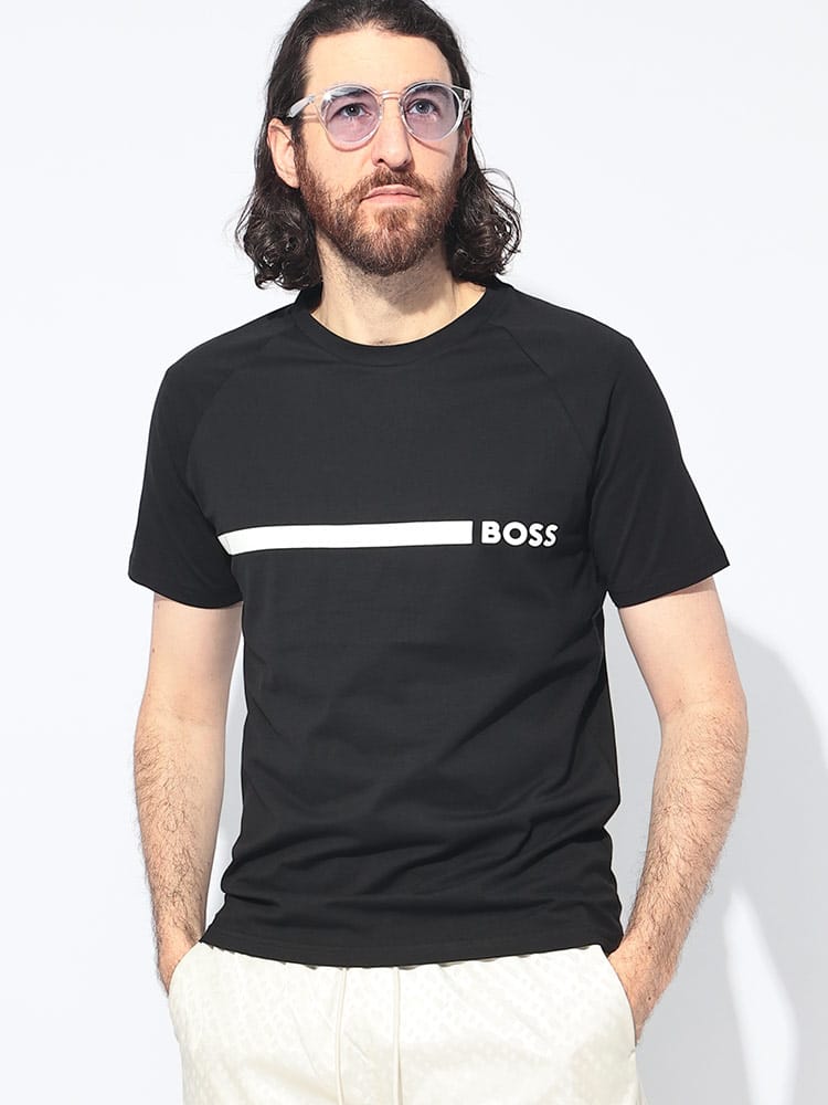 HUGO BOSS (ヒューゴボス) ライン ロゴ クルーネック 半袖 Tシャツ 