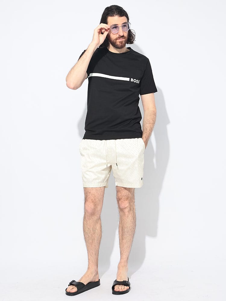 HUGO BOSS (ヒューゴボス) ライン ロゴ クルーネック 半袖 Tシャツ 