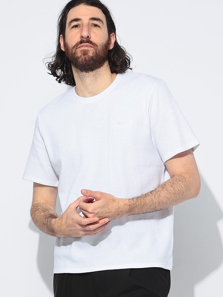HUGO BOSS (ヒューゴボス) ワッフル クルーネック 半袖 Tシャツ メンズ