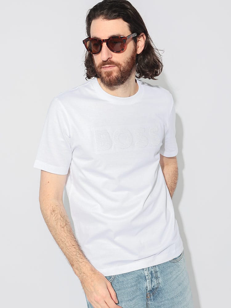 HUGO BOSS (ヒューゴボス) ロゴ刺繍 クルーネック 半袖 Tシャツ SHADOW BOSS メンズ