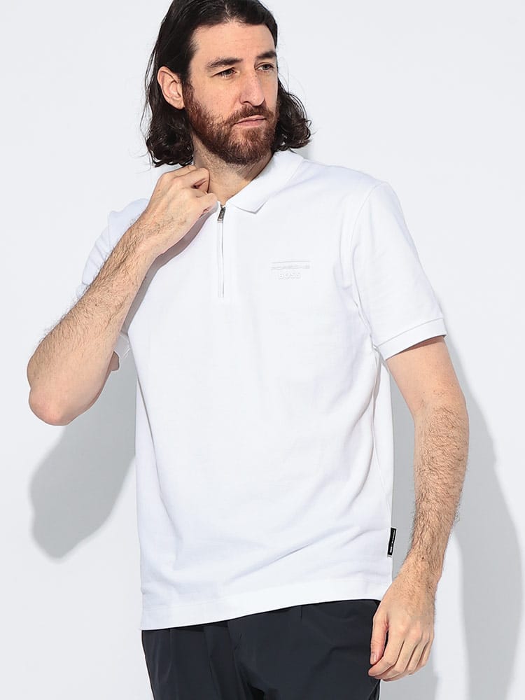 HUGO BOSS (ヒューゴボス) ハーフジップ 半袖 ポロシャツ PORSCHE 
