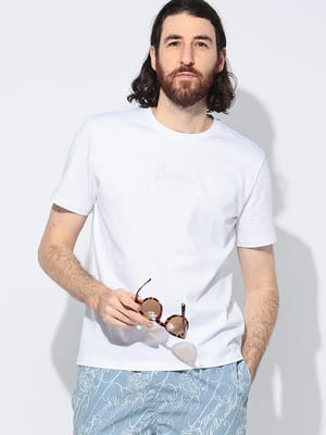 HERNO (ヘルノ) ロゴ刺繍 クルーネック 半袖 Tシャツ メンズ