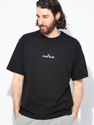 STONE ISLAND (ストーンアイランド) 袖ジップポケット クルーネック 半袖 Tシャツ メンズ