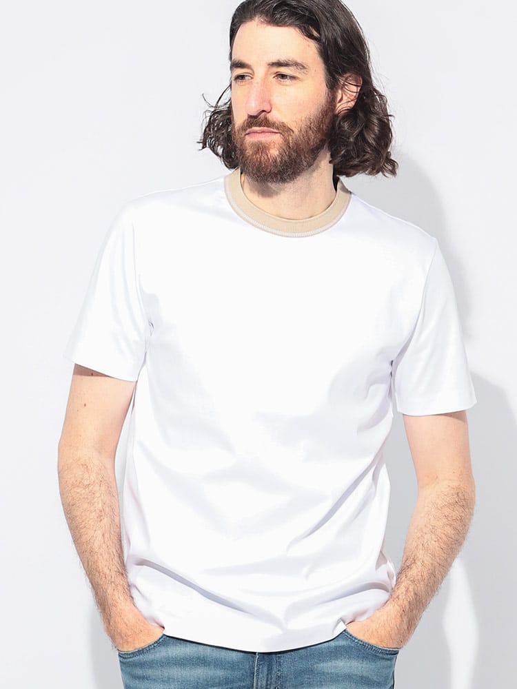 HUGO BOSS (ヒューゴボス) リブネック 半袖 Tシャツ メンズ