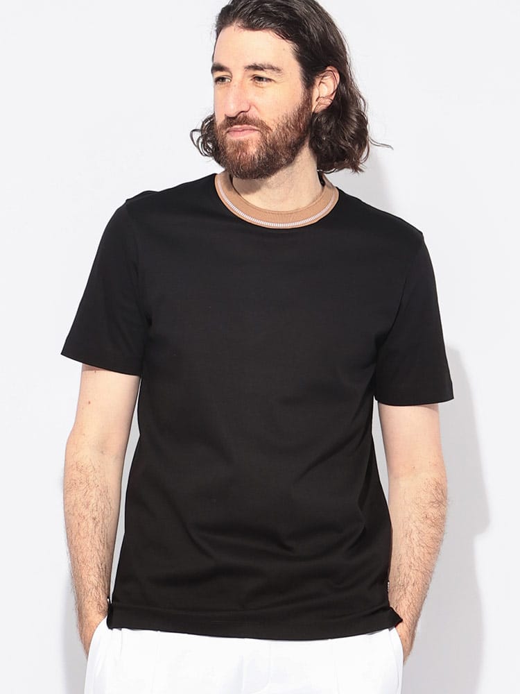 HUGO BOSS (ヒューゴボス) リブネック 半袖 Tシャツ メンズ