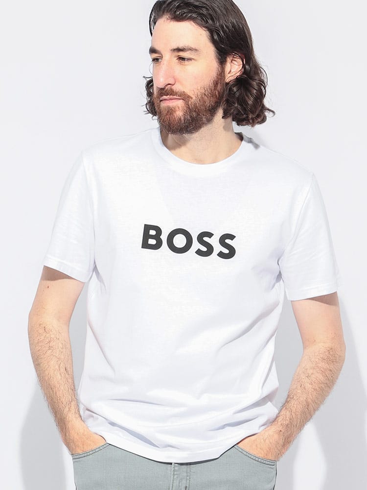 HUGO BOSS (ヒューゴボス) ロゴプリント クルーネック 半袖 Tシャツ メンズ