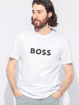 HUGO BOSS (ヒューゴボス) ロゴプリント クルーネック 半袖 Tシャツ メンズ