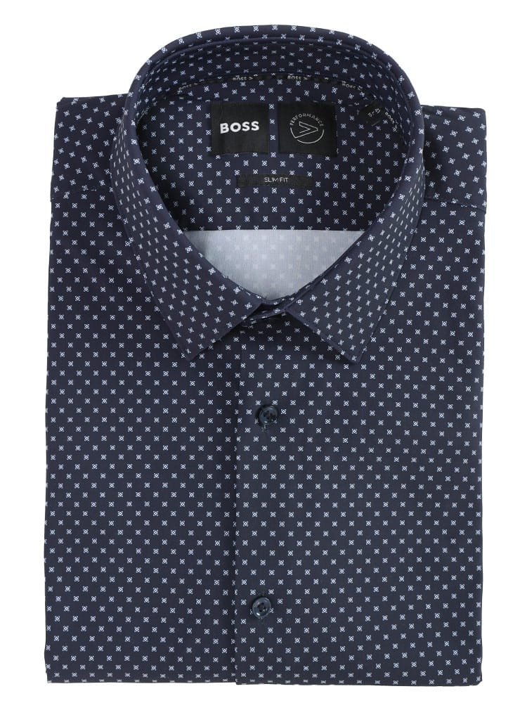HUGO BOSS (ヒューゴボス) ストレッチ ミニドット 半袖 ドレスシャツ メンズ